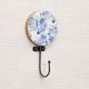 Multicolor Floral Pattern Round Wood and Resin Key Hooks for Hanging